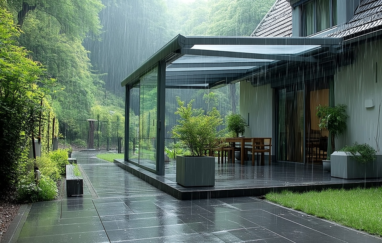 Terrassendach im Regen