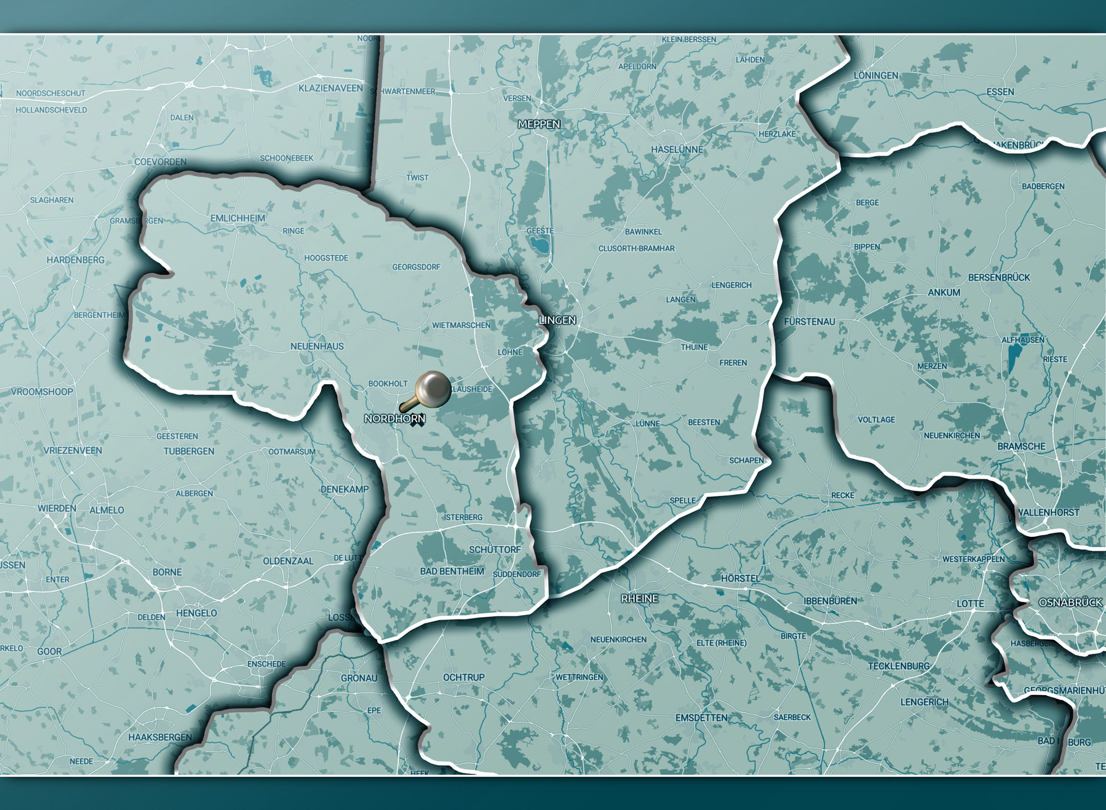 Haupt-Absatzgebiet der Raumwerker, Grafschaft Bentheim, Emsland, Kreis Steinfurt, Osnabrück, Osabrücker Land, Borken, Münsterland Haupt-Absatzgebiet der Raumwerker, Grafschaft Bentheim, Emsland, Kreis Steinfurt, Osnabrück, Osabrücker Land, Borken, Münsterland